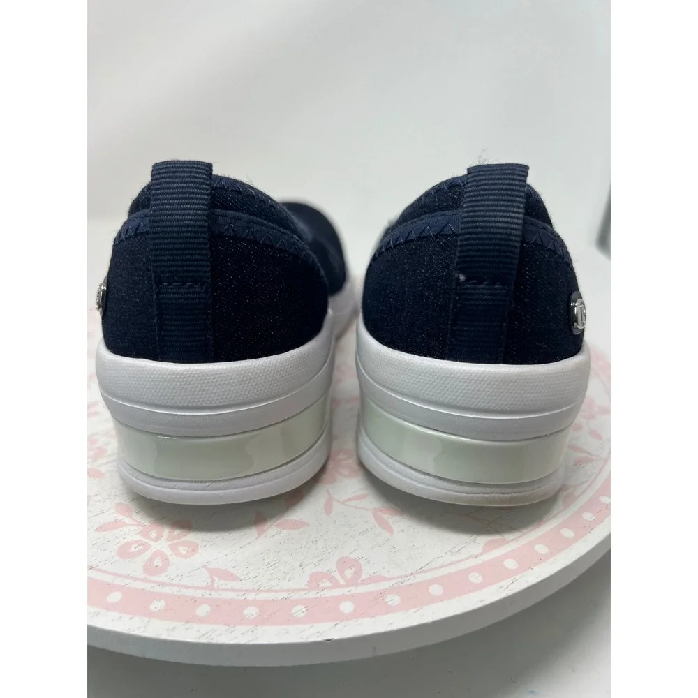 BZEES Rosie Slip On Sneaker Womens 6M Navy Blue Washable Comfort Wedge Shoes